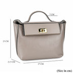 Genuine Leather Patterned Crossbody Bag - Grey