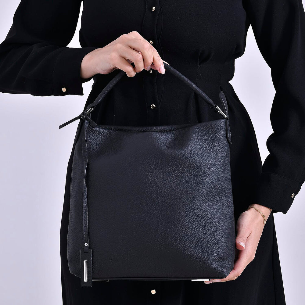 Closeout Deal- 100% Genuine Leather Bag - Black