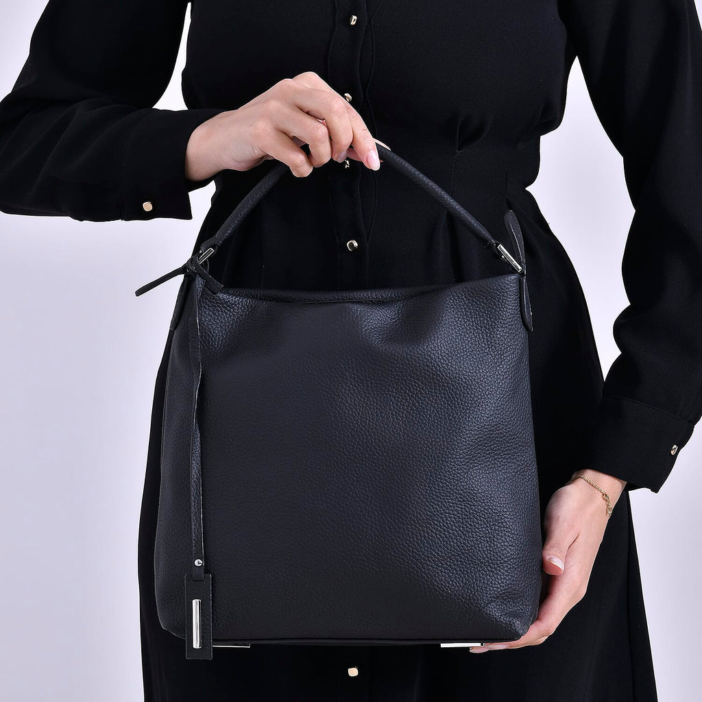 Closeout Deal- 100% Genuine Leather Bag - Black