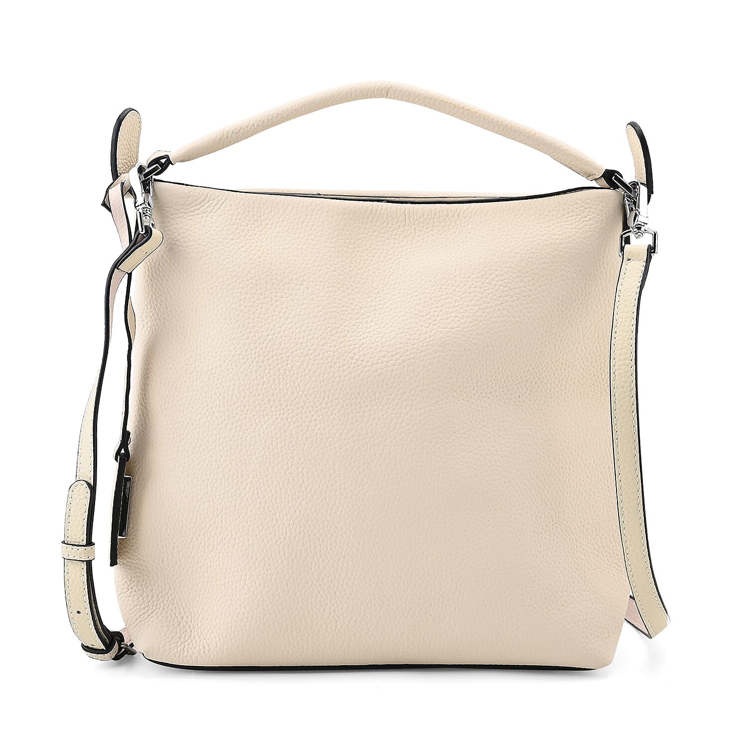 Closeout Deal- 100% Genuine Leather Hobo Bag - Cream