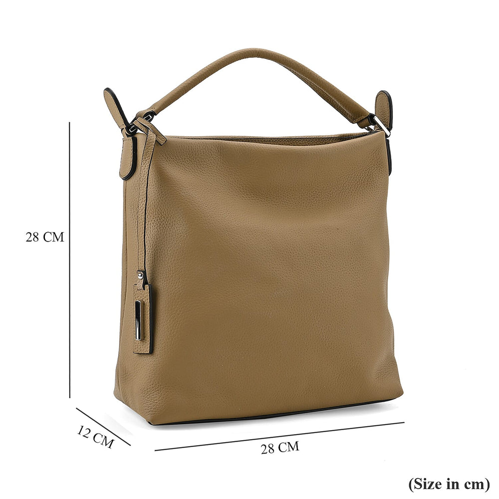 Closeout Deal- 100% Genuine Leather Bag - Khaki
