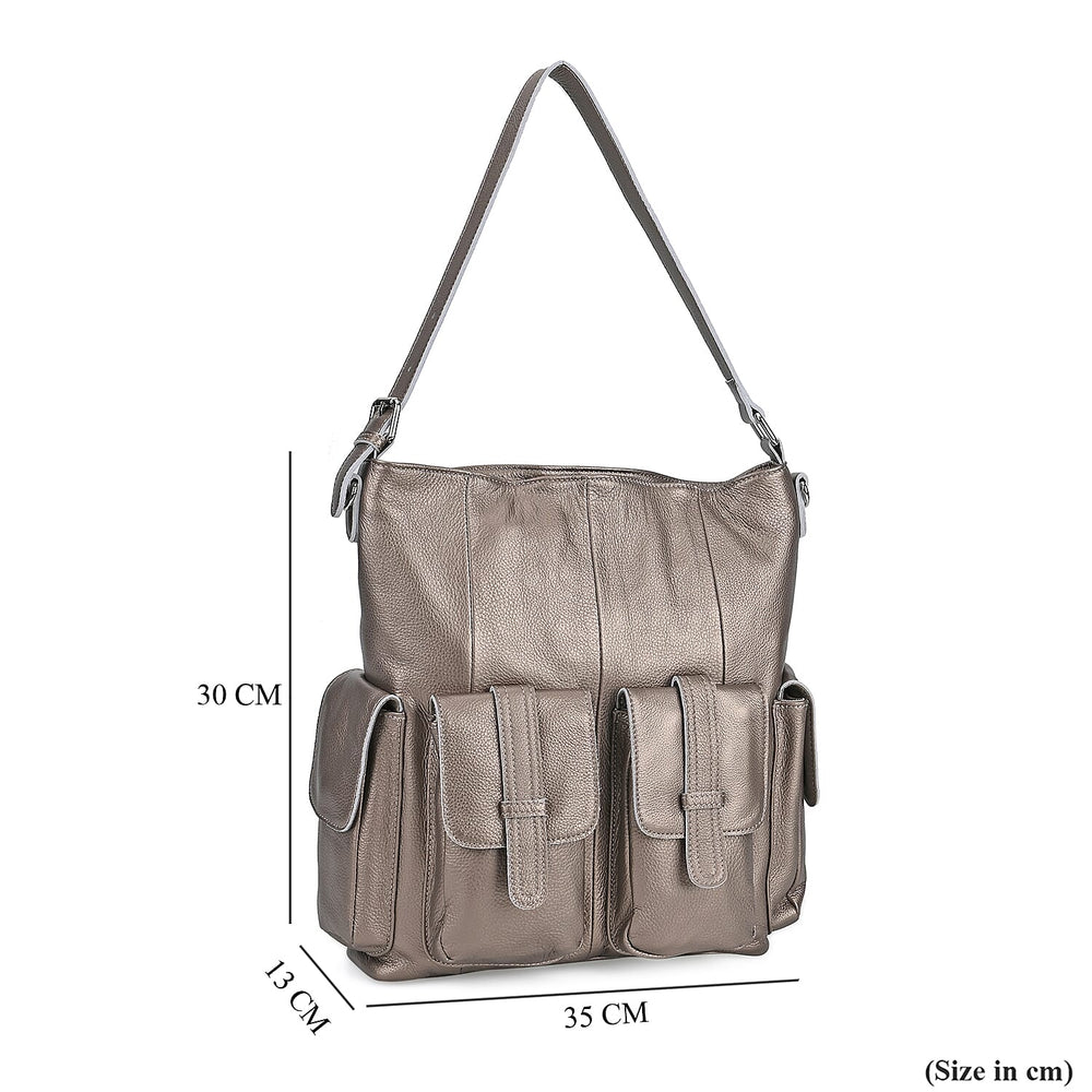 The Sumptuous Collection - Genuine Leather Crossbody Bag  - Beige
