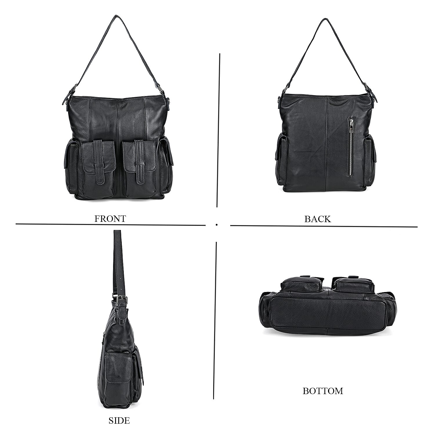 The Sumptuous Collection - Genuine Leather Crossbody Bag  - Black