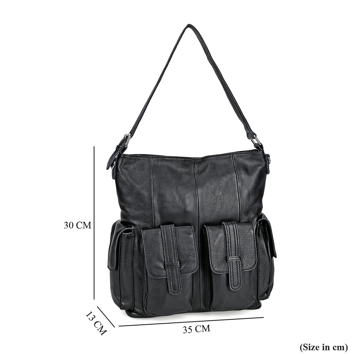 The Sumptuous Collection - Genuine Leather Crossbody Bag  - Black