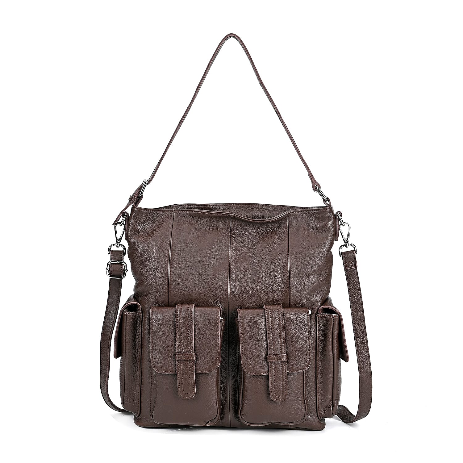The Sumptuous Collection - Genuine Leather Crossbody Bag  - Coffee