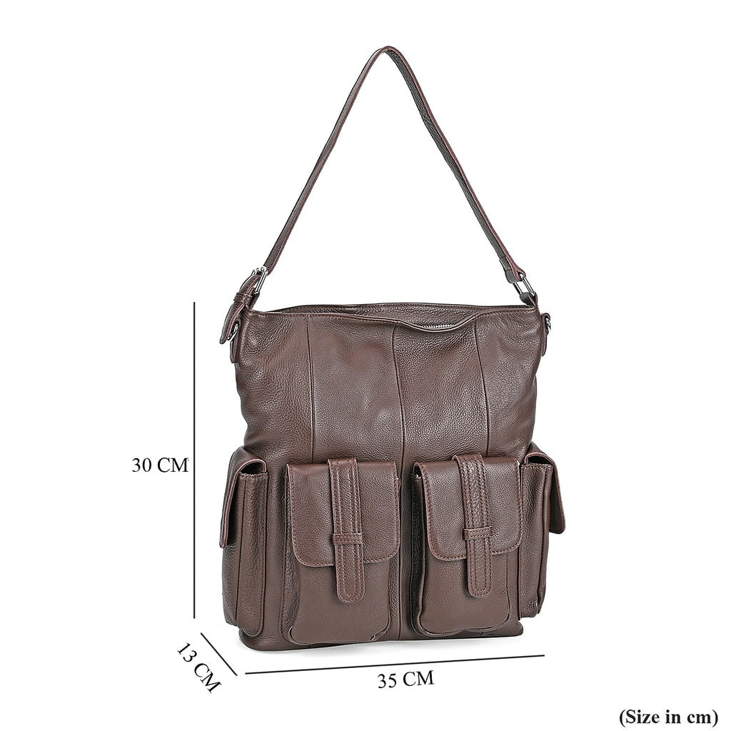 The Sumptuous Collection - Genuine Leather Crossbody Bag  - Coffee