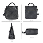 One Time Closeout Deal - 100% Genuine Leather Weave Patterned Crossbody Bag - Black