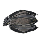 One Time Closeout Deal - 100% Genuine Leather Weave Patterned Crossbody Bag - Black