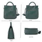 Closeout Deal - 100% Genuine Leather Weave Pattern Crossbody Bag - Green