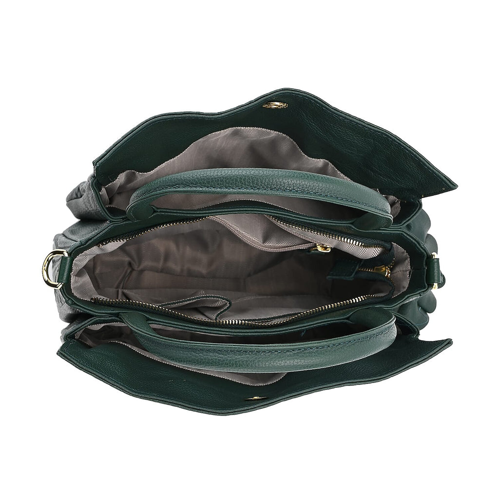 Closeout Deal - 100% Genuine Leather Weave Pattern Crossbody Bag - Green