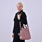 Closeout Deal - 100% Genuine Leather Weave Pattern Crossbody Bag - Pink