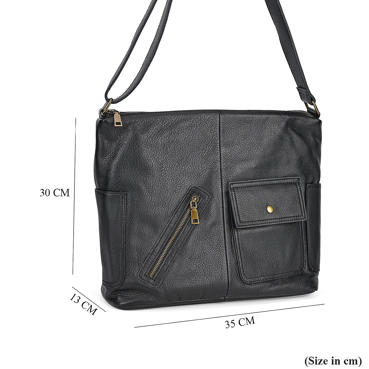 Genuine Leather Sumptuous Crossbody Bag - Black