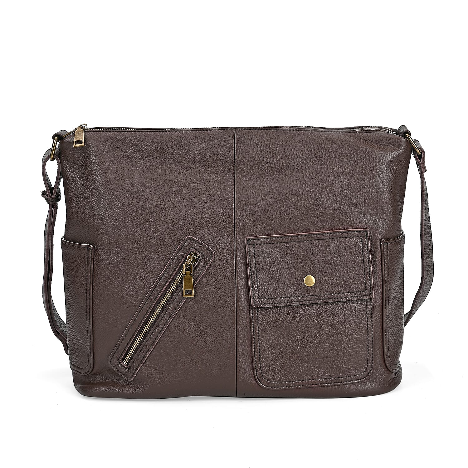 Genuine Leather Sumptuous Crossbody Bag - Coffee