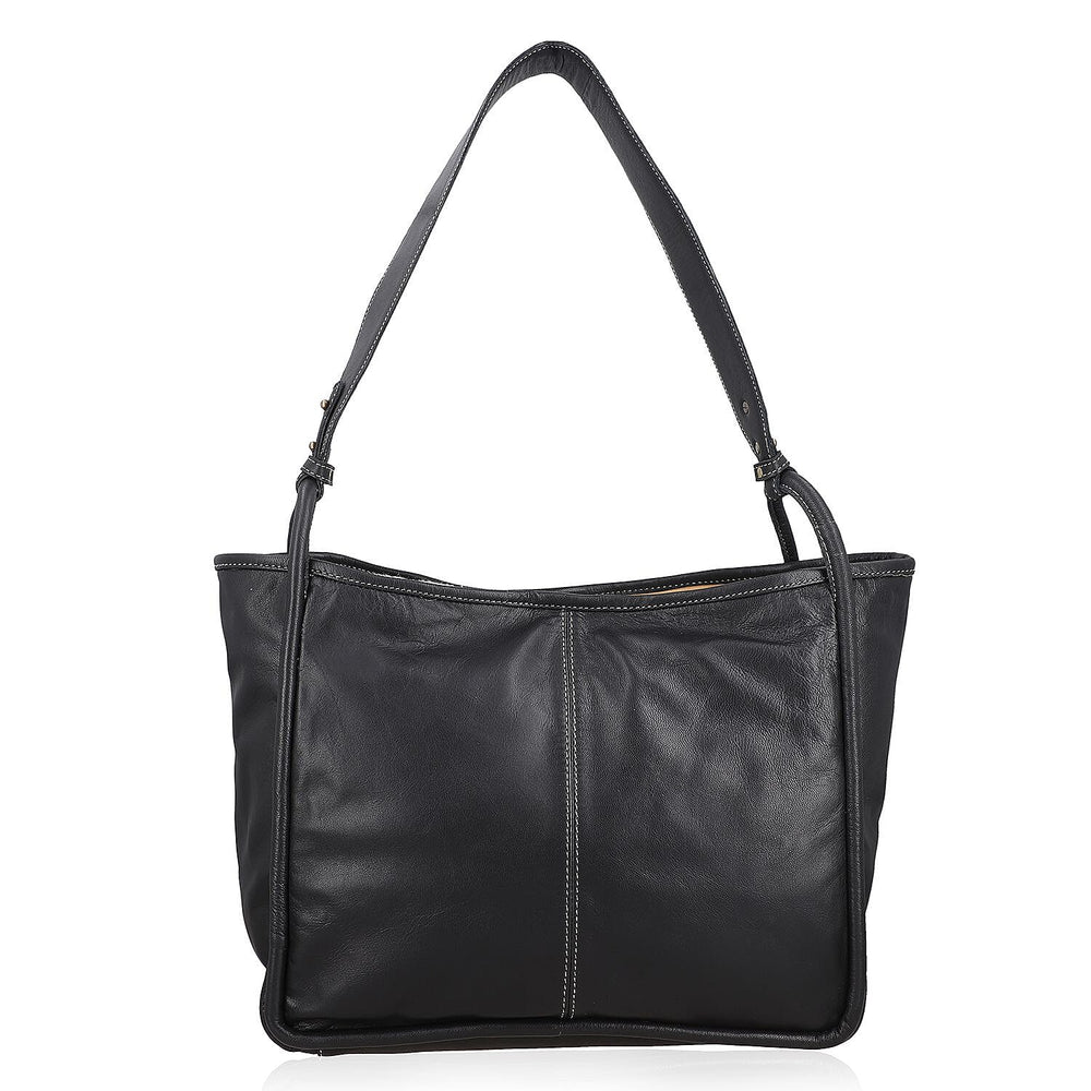Leather Patterned Shoulder Bag (Size 36x17x30 cm) - Black & Black