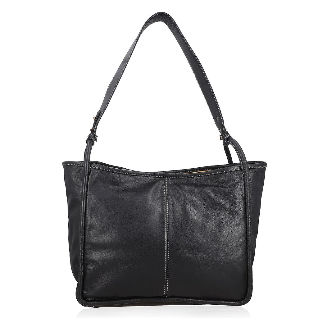 Leather Patterned Shoulder Bag (Size 36x17x30 cm) - Black & Black