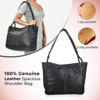 Leather Patterned Shoulder Bag (Size 36x17x30 cm) - Black & Black