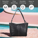 Leather Patterned Shoulder Bag (Size 36x17x30 cm) - Black & Black