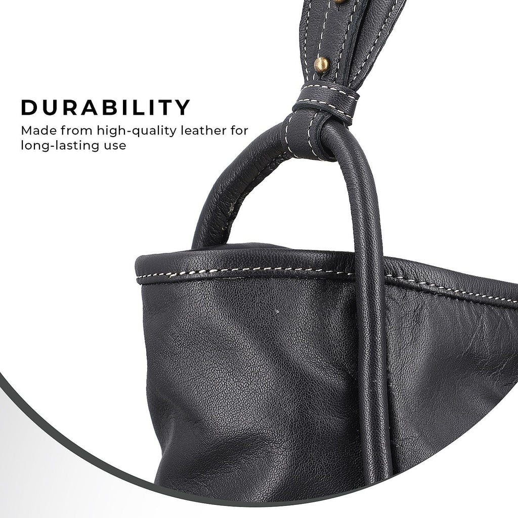Leather Patterned Shoulder Bag (Size 36x17x30 cm) - Black & Black
