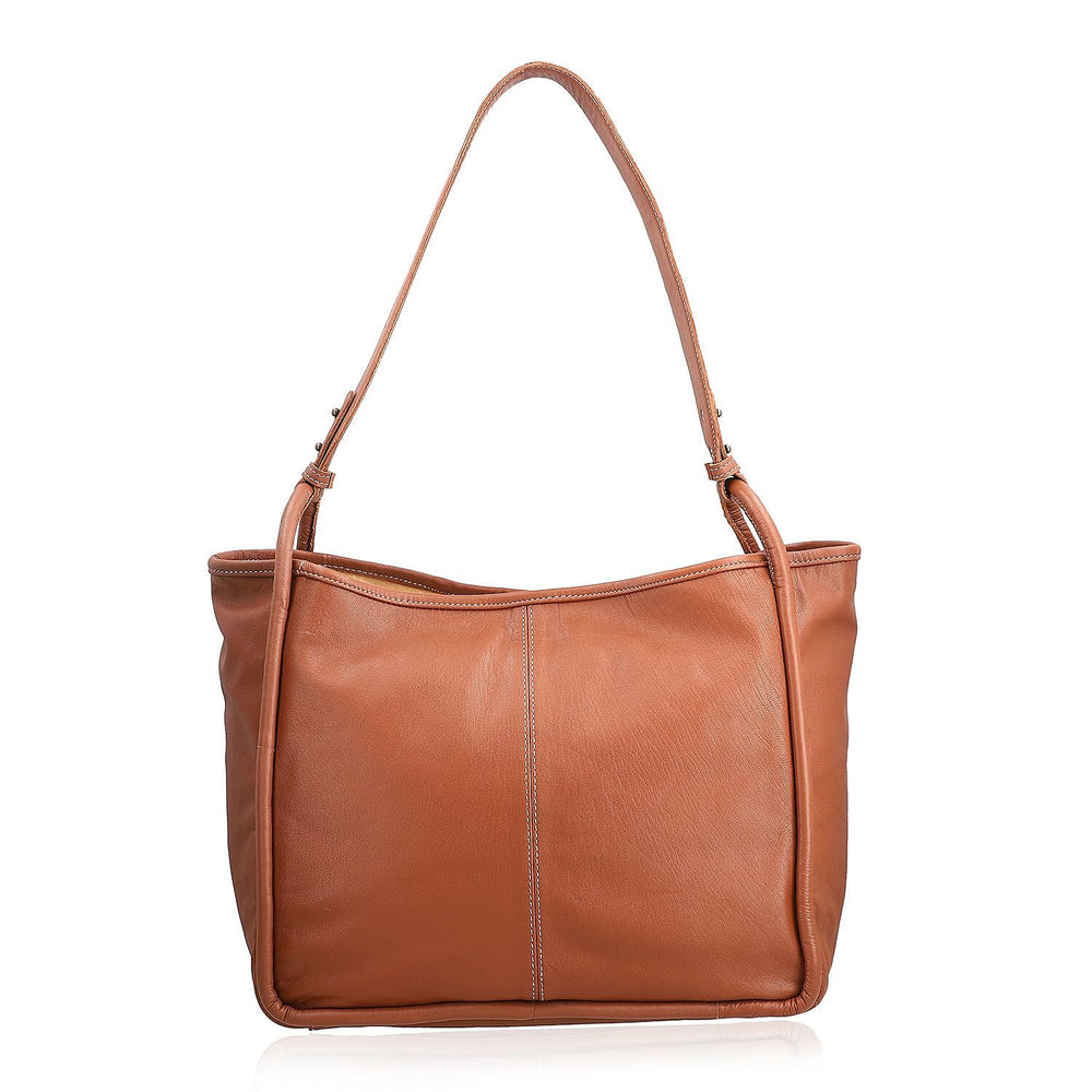 Leather Patterned Shoulder Bag (Size 36x17x30 cm) - Rust & Black