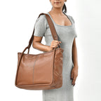 Leather Patterned Shoulder Bag (Size 36x17x30 cm) - Rust & Black