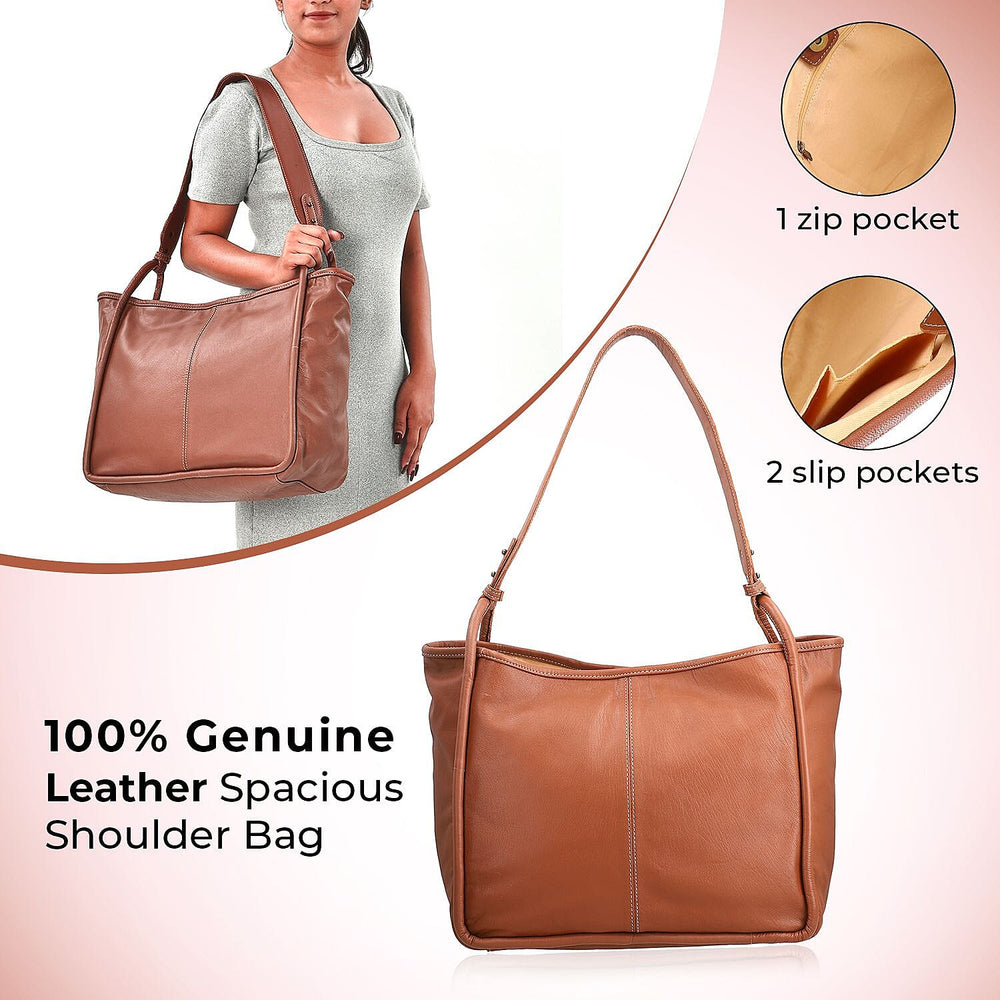 Leather Patterned Shoulder Bag (Size 36x17x30 cm) - Rust & Black