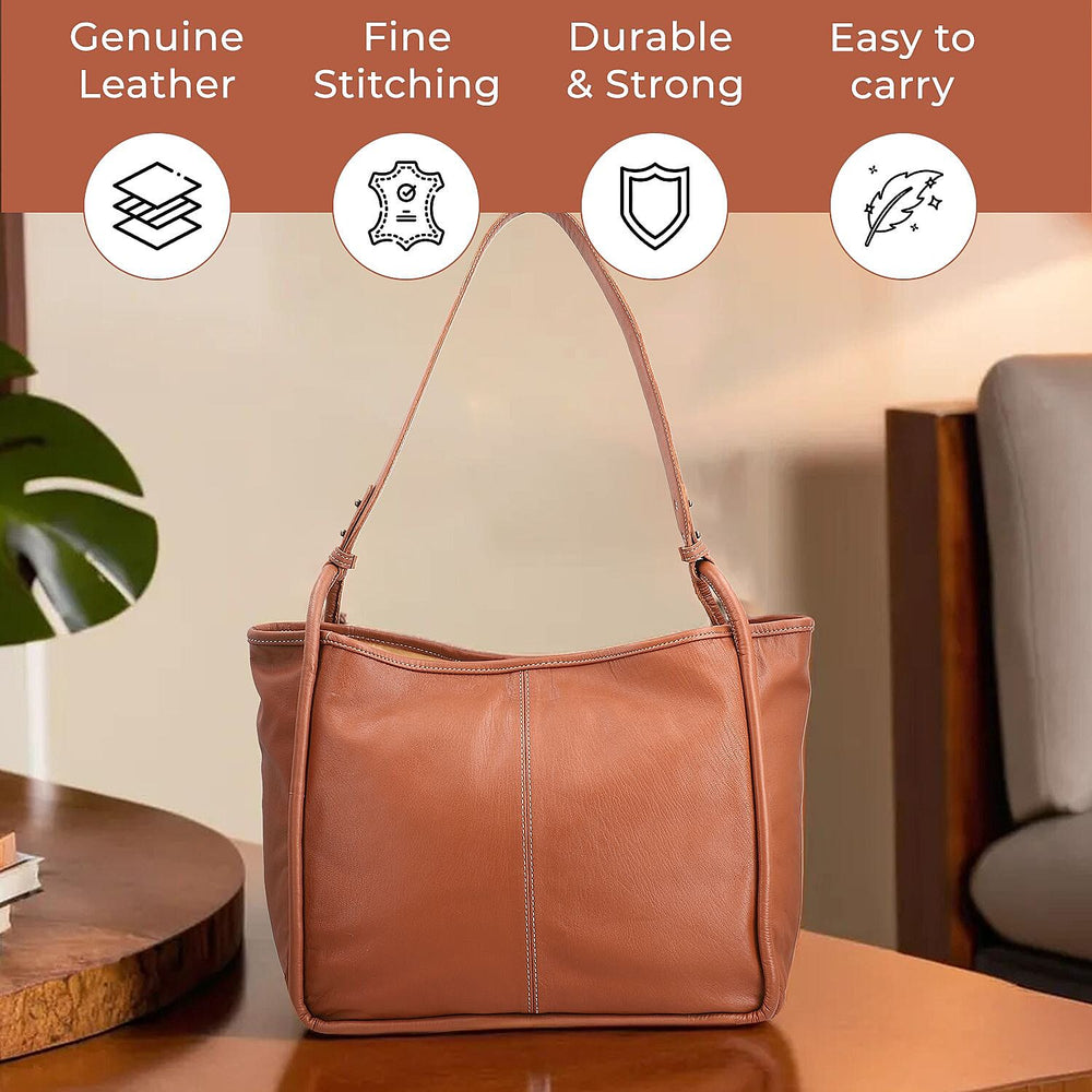 Leather Patterned Shoulder Bag (Size 36x17x30 cm) - Rust & Black