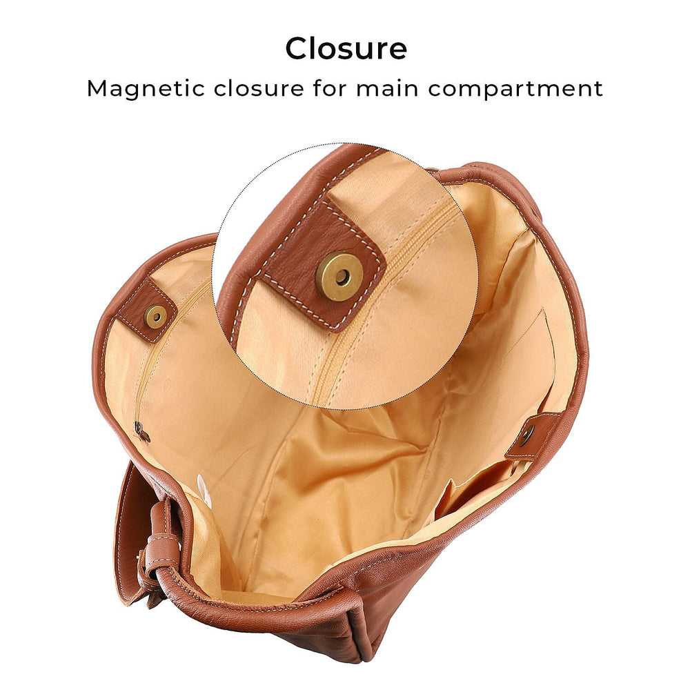 Leather Patterned Shoulder Bag (Size 36x17x30 cm) - Rust & Black
