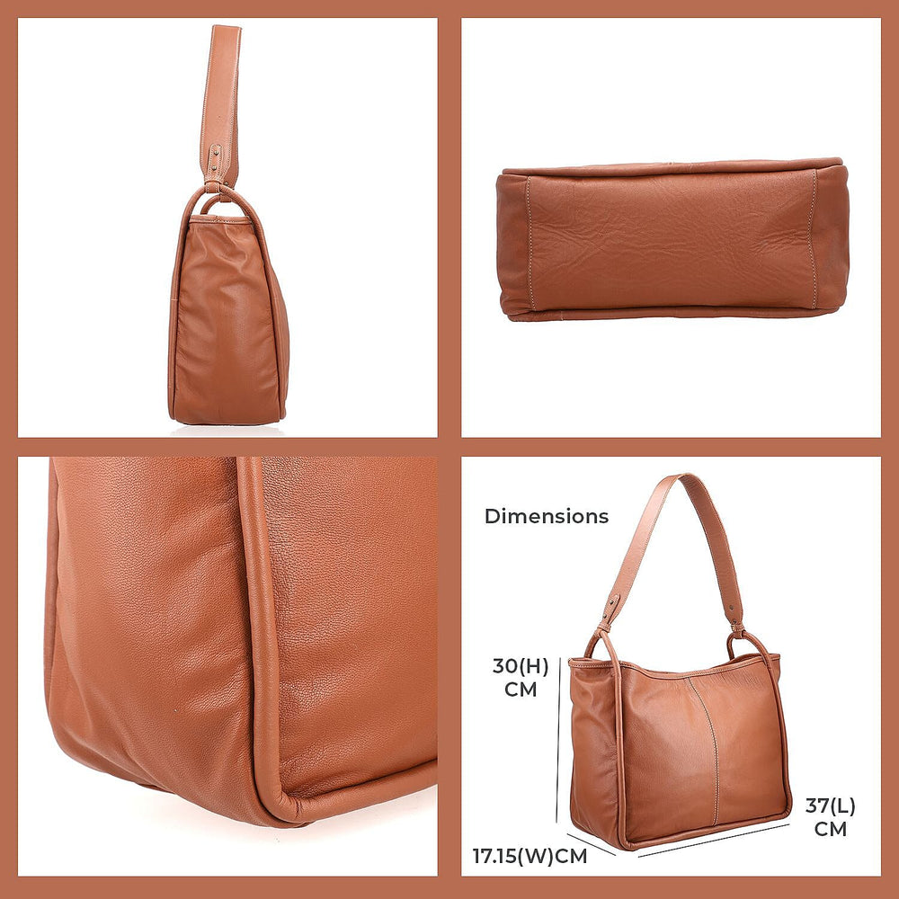 Leather Patterned Shoulder Bag (Size 36x17x30 cm) - Rust & Black