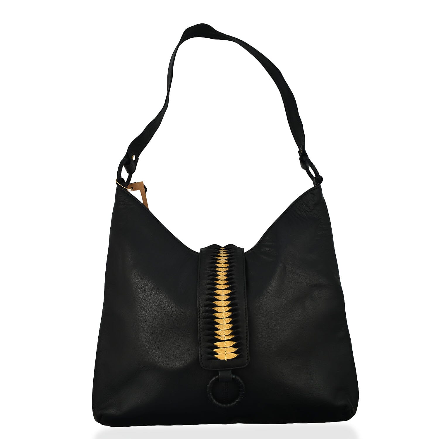 Set of 2 - Designer inspired 100% Genuine Leather Slouch Bag - Black