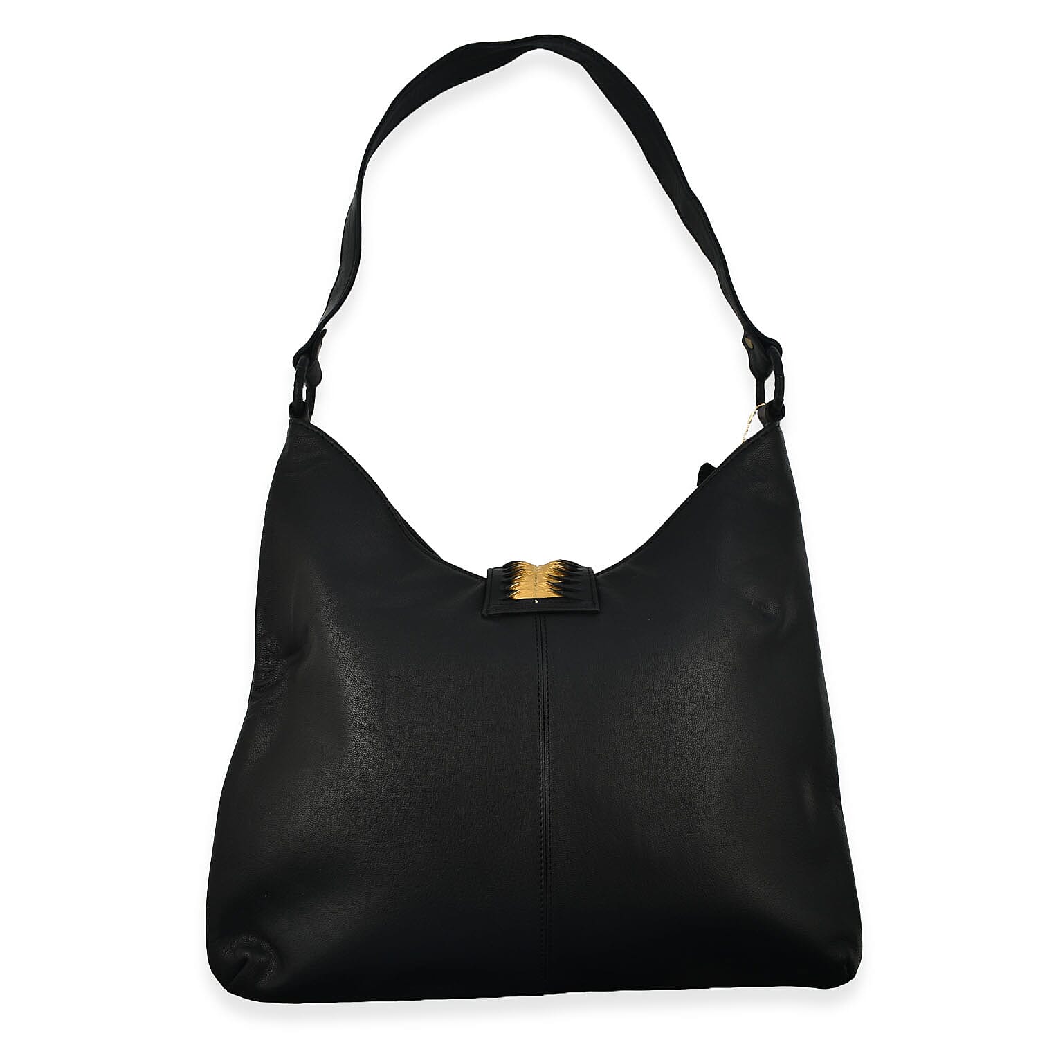 Set of 2 - Designer inspired 100% Genuine Leather Slouch Bag - Black