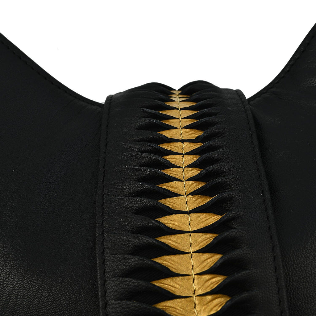Set of 2 - Designer inspired 100% Genuine Leather Slouch Bag - Black