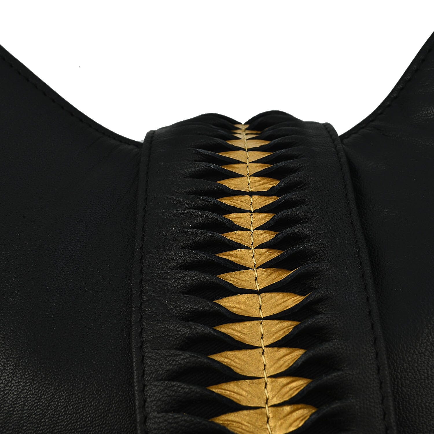 Set of 2 - Designer inspired 100% Genuine Leather Slouch Bag - Black