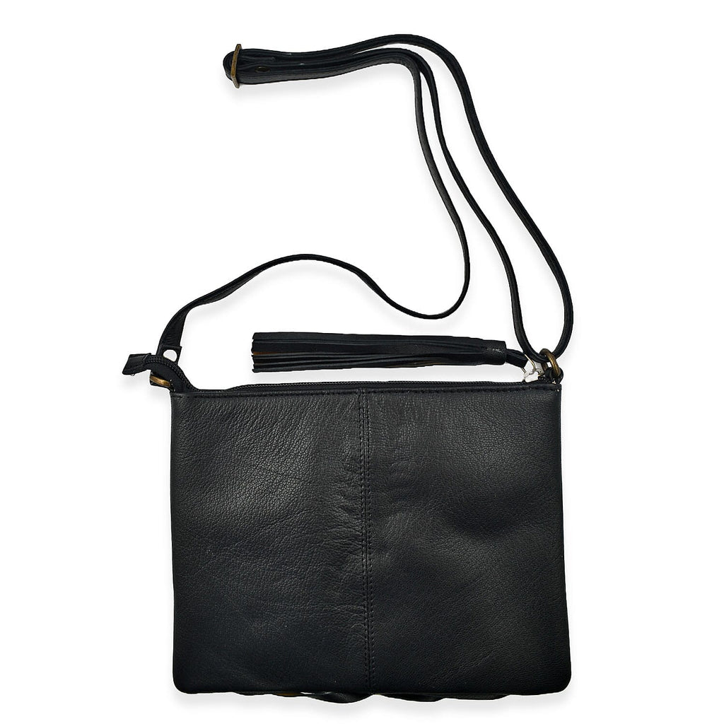 Set of 2 - Designer inspired 100% Genuine Leather Slouch Bag - Black