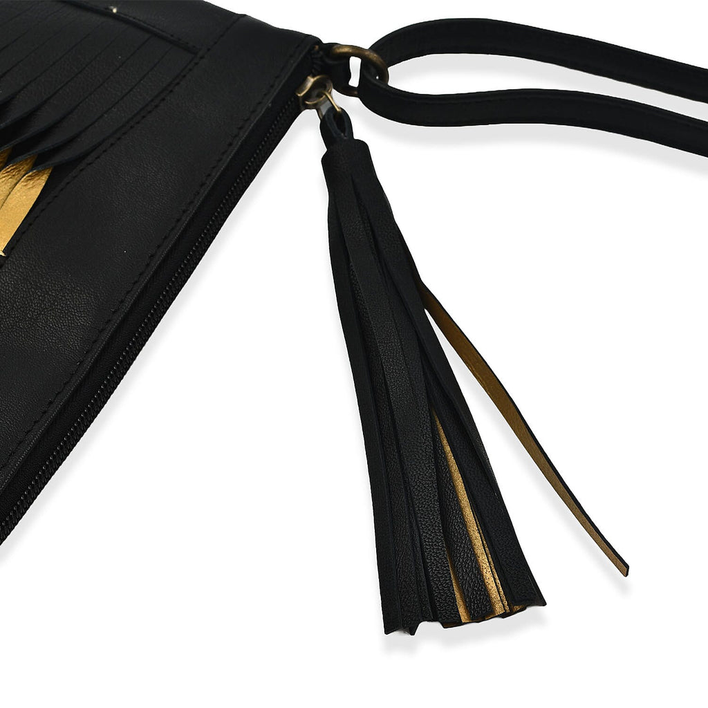 Set of 2 - Designer inspired 100% Genuine Leather Slouch Bag - Black