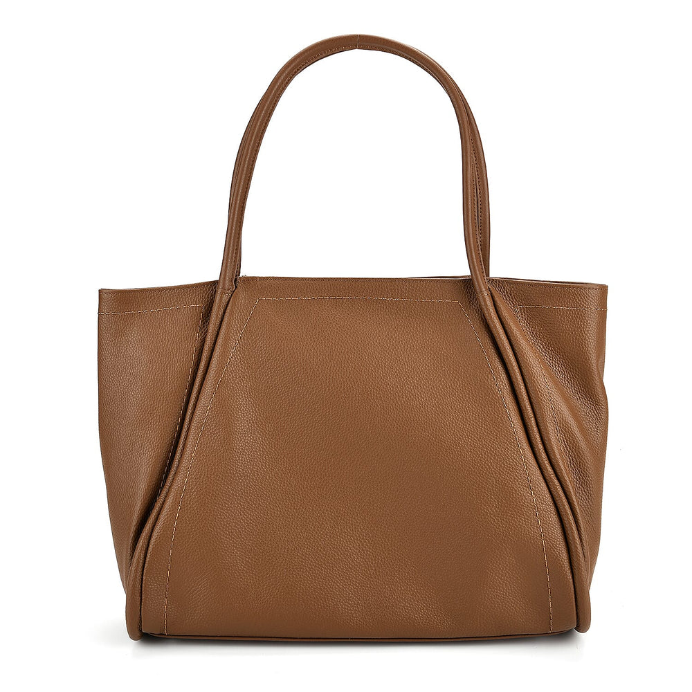 Genuine Leather Tote Bag- Brown
