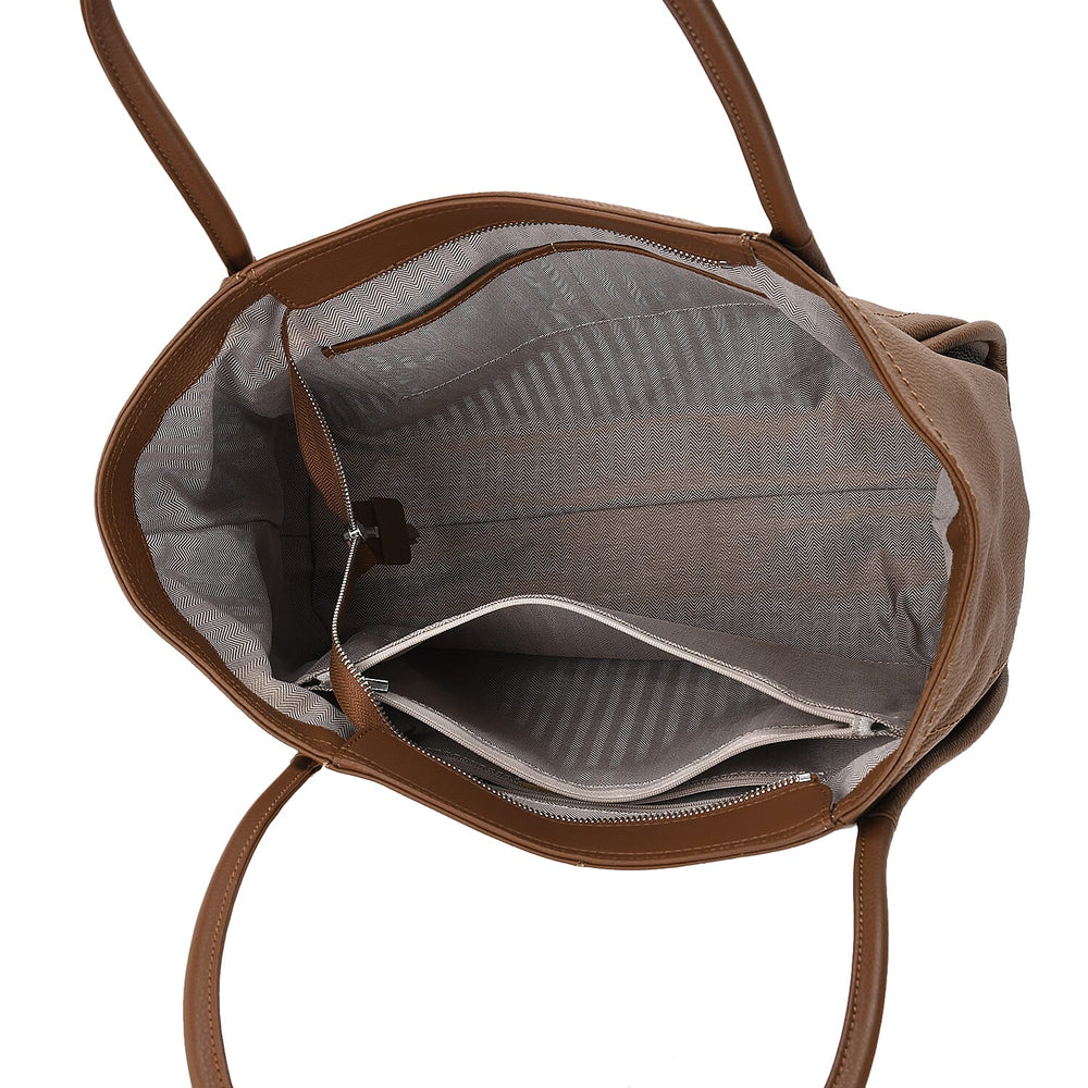 Genuine Leather Tote Bag- Brown