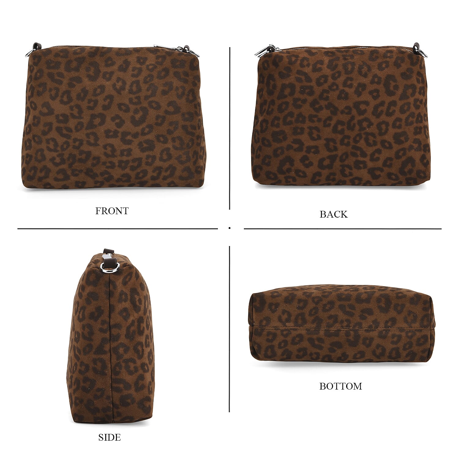 THE MOST SUMPTUOUS BAG LAUNCH - Set of 2 Exquisite Genuine Leather Tote Bag with Leopard Hand Bag - Espresso