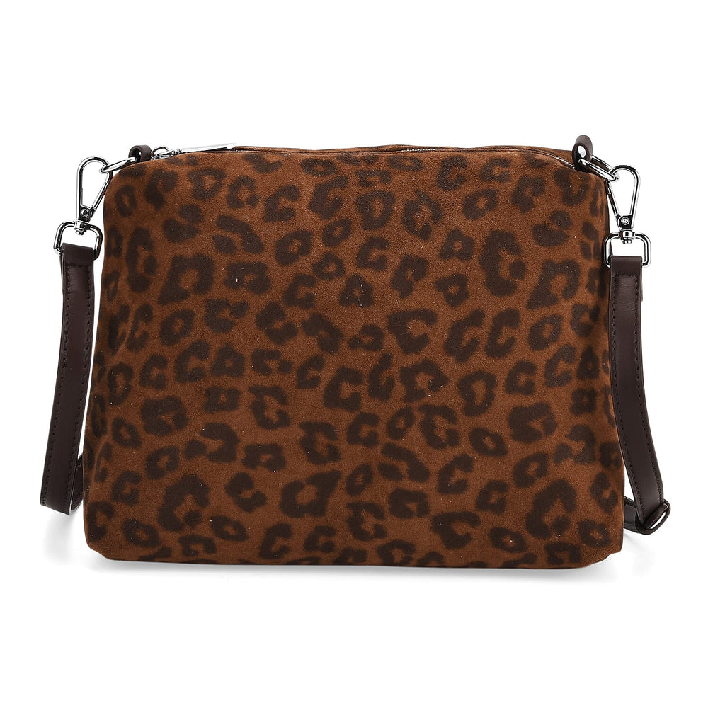 THE MOST SUMPTUOUS BAG LAUNCH - Set of 2 Exquisite Genuine Leather Tote Bag with Leopard Hand Bag - Espresso