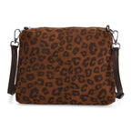 THE MOST SUMPTUOUS BAG LAUNCH - Set of 2 Exquisite Genuine Leather Tote Bag with Leopard Hand Bag - Espresso