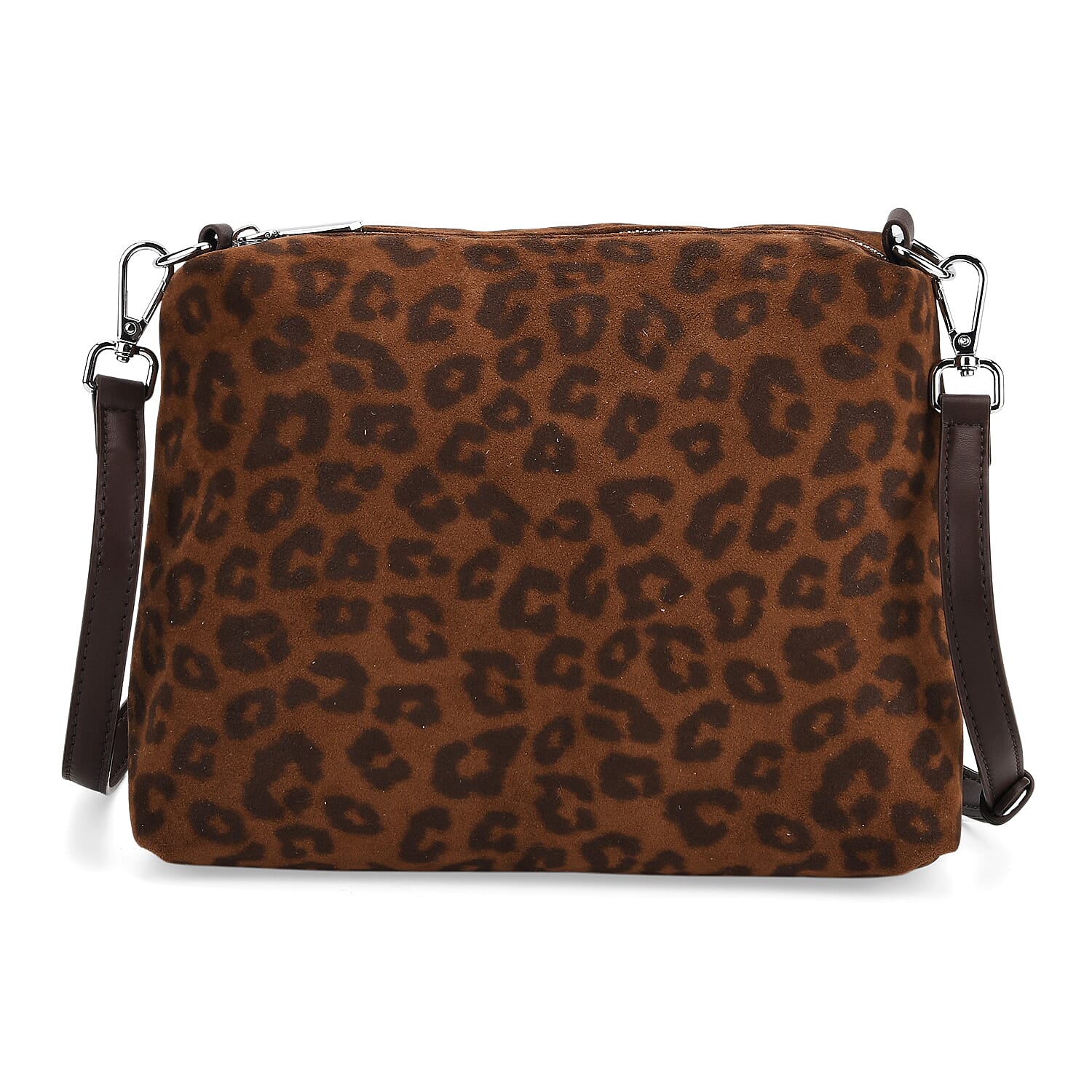 THE MOST SUMPTUOUS BAG LAUNCH - Set of 2 Exquisite Genuine Leather Tote Bag with Leopard Hand Bag - Espresso
