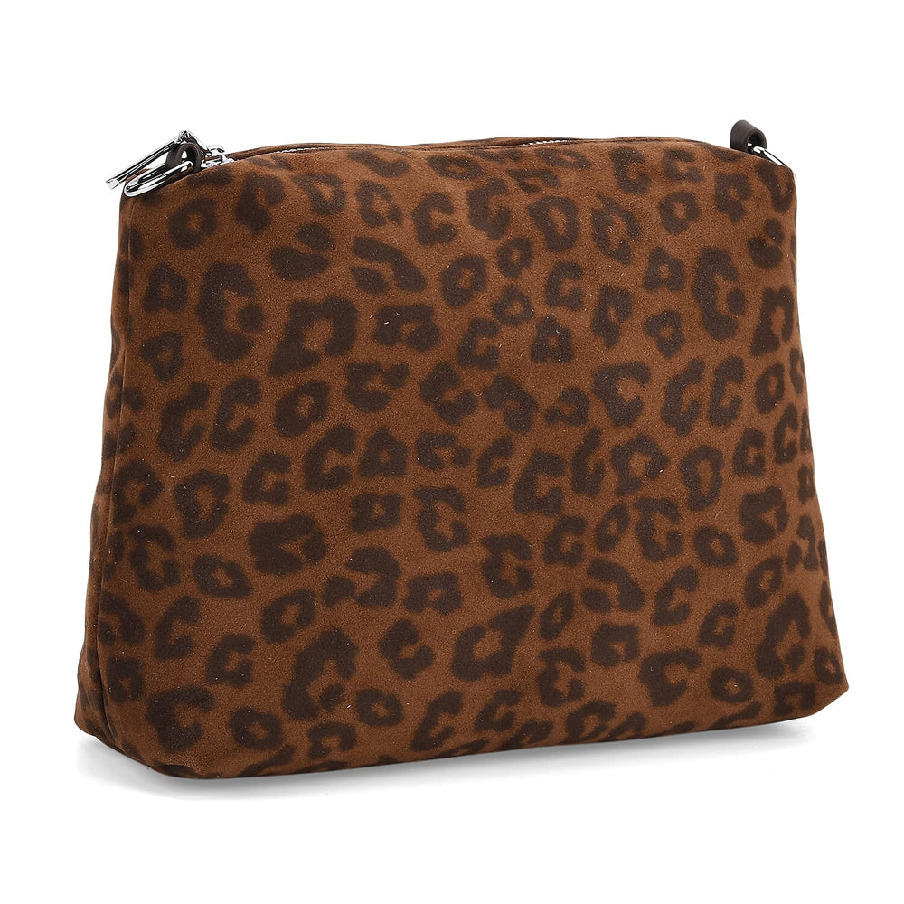 THE MOST SUMPTUOUS BAG LAUNCH - Set of 2 Exquisite Genuine Leather Tote Bag with Leopard Hand Bag - Espresso