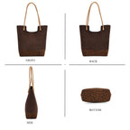 THE MOST SUMPTUOUS BAG LAUNCH - Set of 2 Exquisite Genuine Leather Tote Bag with Leopard Hand Bag - Espresso