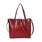 Designer Closeout Deal- Genuine Leather Handbag With Adjustable Leather Long Strap (Size 31x11x29 cm) - Burgundy