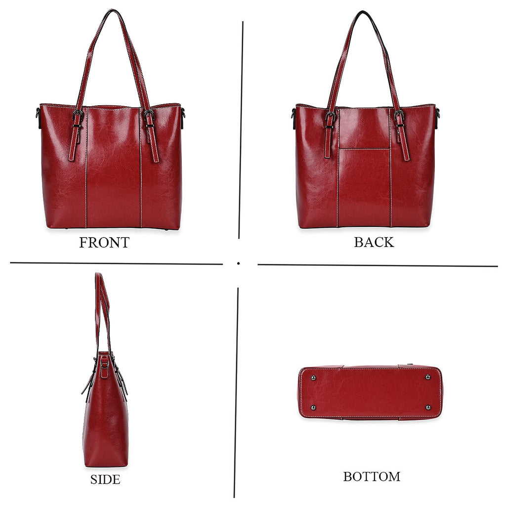 Designer Closeout Deal- Genuine Leather Handbag With Adjustable Leather Long Strap (Size 31x11x29 cm) - Burgundy