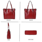 Designer Closeout Deal- Genuine Leather Handbag With Adjustable Leather Long Strap (Size 31x11x29 cm) - Burgundy