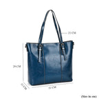Designer Closeout Deal- Genuine Leather Handbag With Adjustable Leather Long Strap (Size 31x11x29 cm) - Navy
