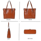 Designer Closeout Deal- Genuine Leather Handbag With Adjustable Leather Long Strap (Size 31x11x29 cm) - Tan