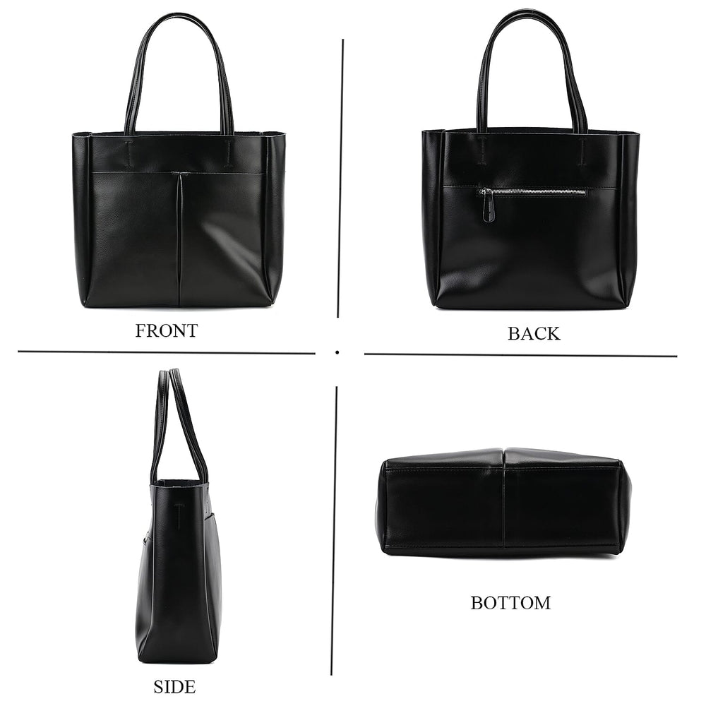 Closeout Deal Genunie Leather Tote Bag - Black