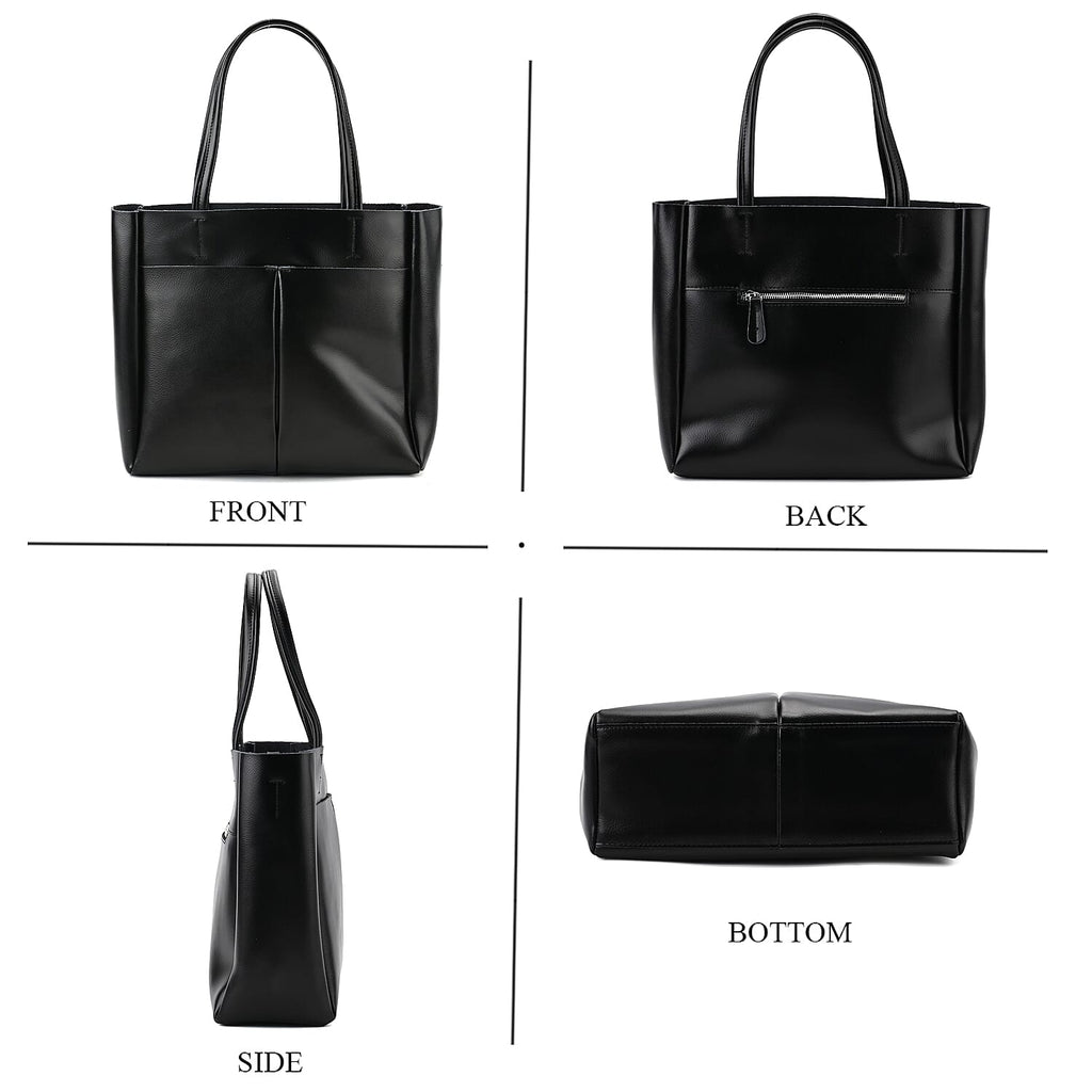 Closeout Deal Genunie Leather Tote Bag - Black