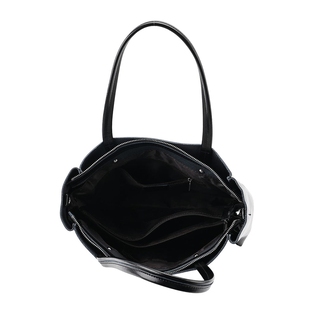 Closeout Deal Genunie Leather Tote Bag - Black